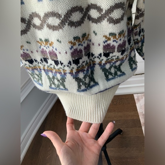 Vintage 80’S CLARISSA BELLINI Wool Ivory Knit Patterned Sweater Women’s SZ Small - Picture 11 of 16